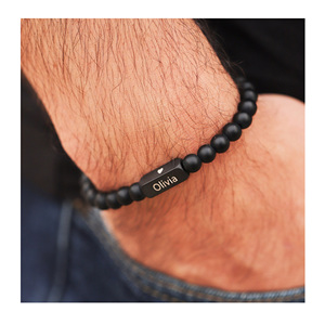 Cynya braccialetto di perline da uomo personalizzato con nomi per bambini regalo di <span class=keywords><strong>Natale</strong></span> alla moda per papà marito nonno padre fratello di diritto - Product Image 1