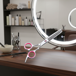กรรไกรซอยผมมืออาชีพหลากสี 6 นิ้ว ผลิตจากเหล็กกล้าไร้สนิมญี่ปุ่น ปรับระดับได้ พร้อมอุปกรณ์สำหรับร้านทำผม - Product Image 3