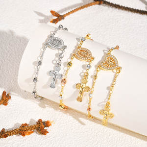 Pulsera <span class=keywords><strong>de</strong></span> Rosario Religiosa con Dijes <span class=keywords><strong>de</strong></span> Jesús y la <span class=keywords><strong>Virgen</strong></span> <span class=keywords><strong>de</strong></span> <span class=keywords><strong>Guadalupe</strong></span> <span class=keywords><strong>de</strong></span> Zirconia Católica al por Mayor - Product Image 1