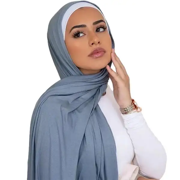 High Quality Customizable Premium Jersey Hijab New Designer Ethnic Lady's Scarf Satin Mercerized Cotton Satin Shawl Adults