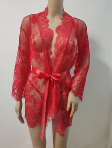 2-delige Transparante Kanten Sexy Nachtjapon Plus Size Dames Nachtkleding Met Panty - Product Image 6