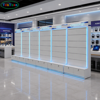 Vitrine d'exposition pour téléphones portables YOUYUAN, design moderne, avec éclairage LED et présentoir mural en MDF pour magasins de détail et centres commerciaux