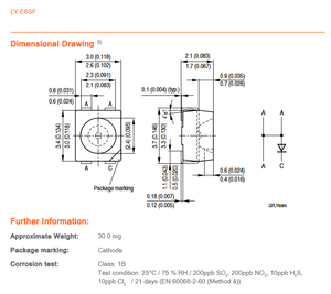 LED d'indication discrète OSRAMs LY E6SF-ABDA-36-3B5A 2,35V 4-PLCC 580-595nm LED monochromes jaunes Ra70/80/90 Puissance TOPLED - Product Image 6