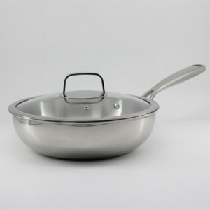 Nuevo diseño caliente calidad superior <span class=keywords><strong>3</strong></span> capas #304 acero inoxidable espejo pulido Fry Pan Wok sopa olla para regalo chef hogar Cocina - Product Image 3