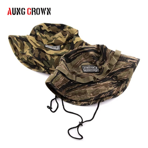 Aung Crown Best Selling Custom <span class=keywords><strong>Rubber</strong></span> Patch Logo 100% Algodón Negro Summer Camo Bucket Hat - Product Image 2