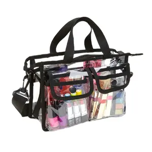 Avon aude bolsa para cosméticos, bolsa para cosméticos em pvc com alça de ombro removível e ajustável, saco transparente de maquiagem