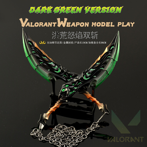 VALORANT Primordial <span class=keywords><strong>Rage</strong></span> Dual Scythe Full Metal Zinc Alloy Replica Collection Desk Decor Game Peripheral Cosplay Prop, 19CM - Product Image 3