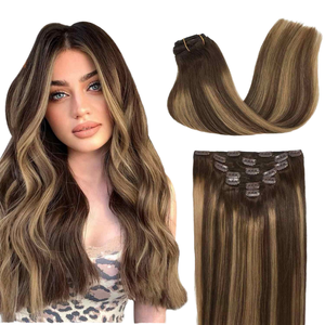 Extensions de cheveux 100% Remy à clipser, cheveux humains, balayage Piano P4/27, mèches doubles, pour femmes, vente en gros - Product Image 1