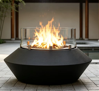 Brasero/Table chauffante à gaz propane extérieur en acier, taille personnalisable, avec dispositif de sécurité de flamme haute pression et commande par bouton, durable