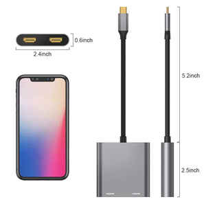 <span class=keywords><strong>Adaptateur</strong></span> Type-<span class=keywords><strong>C</strong></span> vers double <span class=keywords><strong>HDMI</strong></span> avec hub <span class=keywords><strong>USB</strong></span> 3.0 PD 60W, station d'accueil 4-en-1 avec 2 ports <span class=keywords><strong>HDMI</strong></span> 4K doubles, station d'accueil <span class=keywords><strong>USB</strong></span> <span class=keywords><strong>C</strong></span>, <span class=keywords><strong>USB</strong></span>-<span class=keywords><strong>C</strong></span> - Product Image 2
