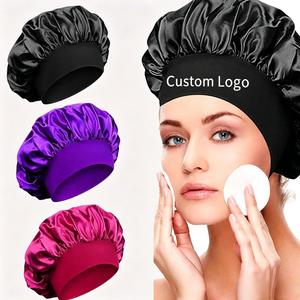 Nouveau Bonnet de Nuit Personnalisable pour Femme, Grande Taille, en Soie Douce et Élégante, Couleur Unie, Bonnet de Douche Élastique - Product Image 1