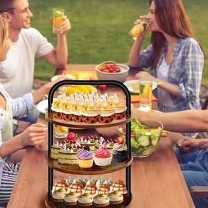 Wooden Three Tier <b>Shelf</b> Iron And Wood Combination Standing <b>Rack</b> For Food Storage Holders 3 Floors Rectangle Durable - Product Image 1