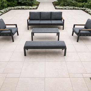 Set di Divani da Esterno Moderni in Alluminio <span class=keywords><strong>e</strong></span> Legno con Tessuto Resistente ai Raggi UV, Durevoli <span class=keywords><strong>e</strong></span> Impermeabili per Hotel <span class=keywords><strong>e</strong></span> Appartamenti - Product Image 2