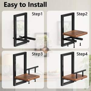 Étagères murales flottantes en métal pour plantes, gain de place pour la chambre à coucher, le salon, la cuisine, le bureau, la salle de bain, <span class=keywords><strong>d</strong></span>écoration (lot de 2) - Product Image 5