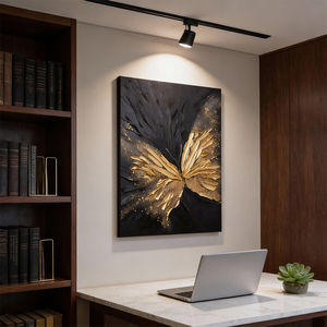 Dafen Village Handgemaltes Ölgemälde Goldener Schmetterling Eingangsbereich Abstrakte Textur Wohnzimmer Sofa Hintergrund Metall Wanddekoration - Product Image 4
