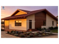 Villa préfabriquée de style campagnard australien de luxe en acier léger, plain-pied, 3 chambres, 2 salles de bain, maison modulaire moderne, double garage, clé en main