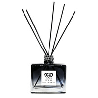 ADANA Ensemble de diffuseur de parfum en verre noir dégradé de luxe avec bâtonnets en fibre noire, vase diffuseur d'arômes rechargeable