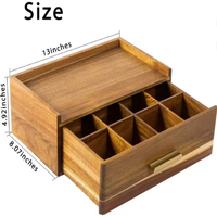 Boîte de rangement pour épices en bois d'acacia sculpté avec tiroir et conteneur de comptoir