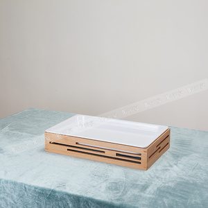 Équipement de restauration 5 étoiles Supports de <span class=keywords><strong>buffet</strong></span> alimentaire en bois multicouche avec poêle en céramique Décoration de salle à manger Risers de <span class=keywords><strong>buffet</strong></span> alimentaire - Product Image 4