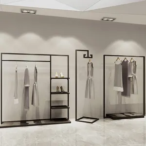 Demir klasik siyah giyim ekran standı raf erkekler konfeksiyon Suit mağaza iç ücretsiz tasarım mobilya