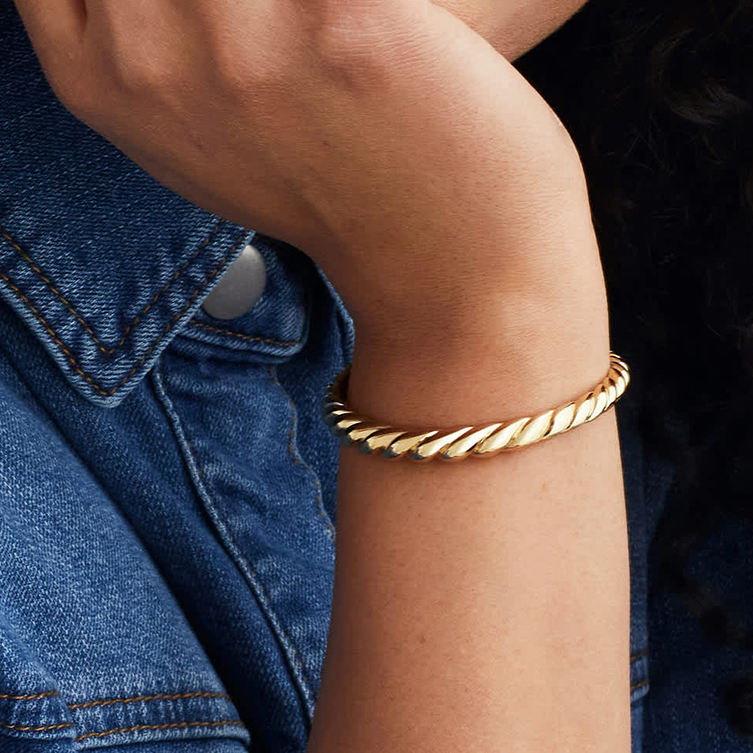 ゴールドメッキ925スターリングシルバークロワッサンD meカフ