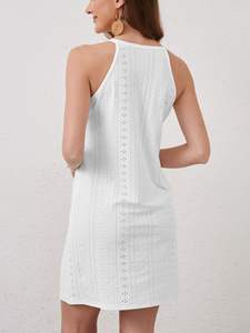 Señoras Primavera Verano Empalme de encaje Cuello redondo Cuello colgante Vestido Elegante Estilo femenino Casual Ajuste cómodo - Product Image 3