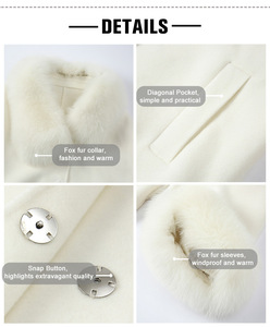 Abrigo de Lana de Cachemira con Cuello de Piel de Zorro Auténtica de Doble Cara para Mujer, Moda de Invierno - Product Image 5