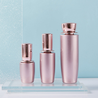 Ensemble de flacons en verre pour soins de la peau avec logo personnalisé, rose dégradé, 30g/50g, 30/40/100/120ml, flacon de lotion, pot de crème, bouchon rose doré