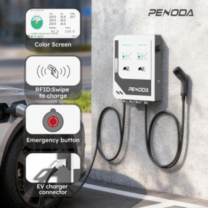 Estación de Carga Rápida para Vehículos Eléctricos (EV) de 22kW/44kW, Tipo 1 y 2, con WiFi y 4G, IP55, para Uso Comercial, Venta al Por Mayor de Fábrica - Product Image 1