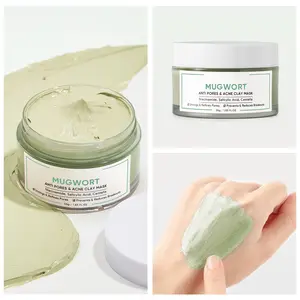 OEM Private Label Organic Green Tea Mugwort Mud Clay Mask trattamento dell'acne maschera facciale all'argilla caolino