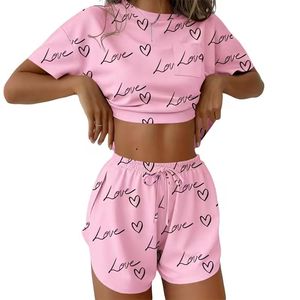 Pyjama pour femmes, respirant, imprimé léopard, tendance, doux, en viscose/polyester, haut à manches courtes, taille élastique - Product Image 2