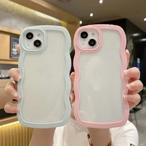 Low Price Wavy Border Design Mobile Phone Case For IPhone15 14 13 12 11 Anti Fall Shockproof Colorful Case For IPhone 15