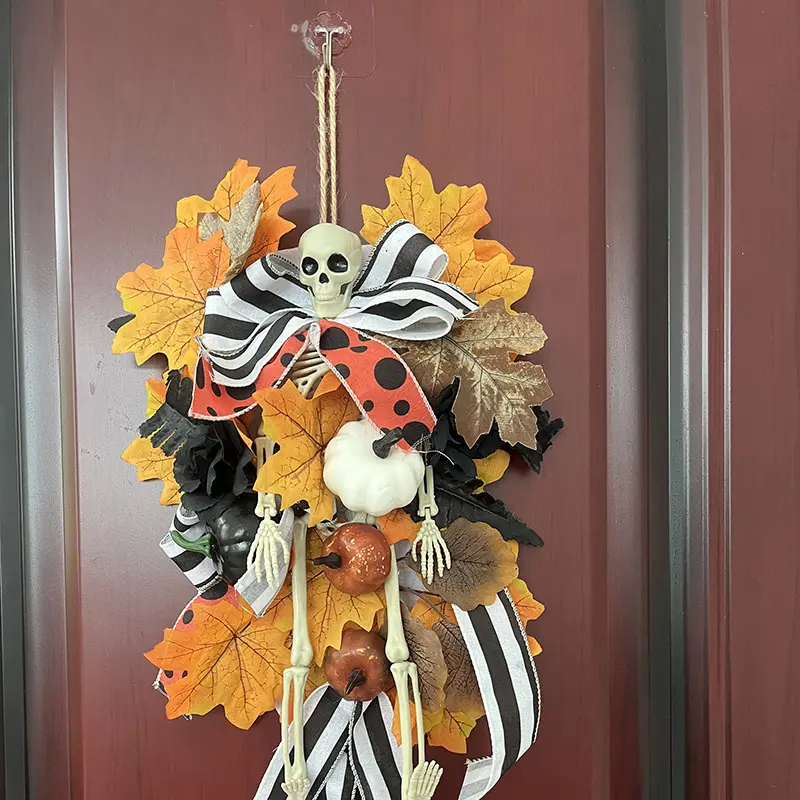 Halloween Wreath Door Hanging Decor Ghost Skeleton Wreath Party Gift Home Halloween Decoration