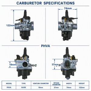 Conjunto de Motor PHVA17 19mm para Scooter MBK Tomos A55 50cc 80cc de <span class=keywords><strong>2</strong></span> Tiempos, Carburador Compatible Dellor de 19mm, Repuesto de <span class=keywords><strong>2</strong></span> Tiempos - Product Image 4