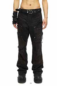 Jeans en denim pour hommes de haute qualité 2026, coupe évasée, délavé noir, déchiré, patchwork, streetwear, Y2K, OEM ODM, coton - Product Image 6