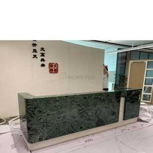 Contador De Lobby De Mármore Verde Elegante Design Moderno Do Salão De Recepção Com Armário De Armazenamento Preço De Fábrica - Product Image 4