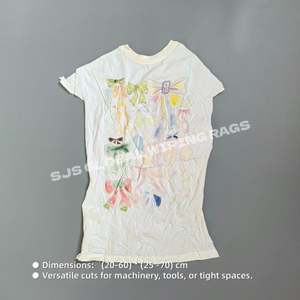 Trapos de Limpieza Industriales de Algodón de Alta Calidad, Trapos de Camiseta Blancos Reciclados Impresos, Trapos de Limpieza, Paños Blancos de 5 lb. Caja - Product Image 3