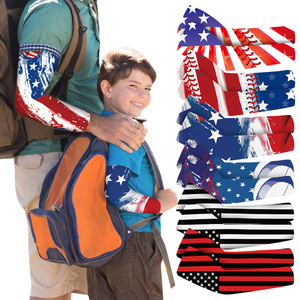 Childrens Breathable Sun Protection Arm Sleeves American Flag Print Ice Silk Outdoor Sports Sleeve For Kids Cycling - Product Image 1