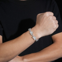 Bracelet cubain infini en argent S925 avec diamants en moissanite, forme de cœur baguette, bijoux de rappeur élégants et luxueux, style hip-hop, 2026