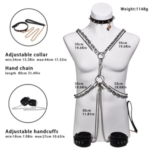 QKKQ BDSM - Cadena de Bondage, Ropa Interior Sexy para Hombre, Arnés Metálico, Cadena Fetiche con Collar y Esposas, Juguetes Sexuales Eróticos para Coqueteo - Product Image 2
