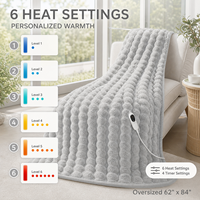 Plaid chauffant 50*60 pouces en fausse fourrure de lapin, flanelle double couche, 6 niveaux de chauffage, lavable, CE, vente en gros, direct usine