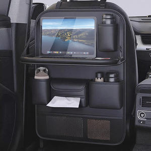 Bolsa de almacenamiento de cuero multifuncional para asiento de coche, organizador colgante de mesa de comedor plegable para respaldo de asiento de coche - Product Image 1