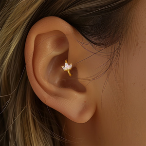 ROXI Single 925 Sterling Silver Triangle Horse Eye Crown Inlaid Zircon Cartilage Earrings and <b>Nose</b> Ring Piercing Jewelry S925 - Product Image 4