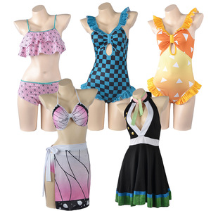 Costume d'anime <span class=keywords><strong>Demon</strong></span> <span class=keywords><strong>Slayer</strong></span> Kimetsu No Yaiba Kamado Tanjirou Nezuko Agatsuma Zenitsu Cosplay Bikini <span class=keywords><strong>Maillot</strong></span> <span class=keywords><strong>de</strong></span> <span class=keywords><strong>bain</strong></span> - Product Image 1
