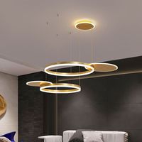 Nordischer Luxus Dreischichtige Runde Hängelampe LED Gold Schwarz Pendelleuchte mit Fernbedienung LED-Kronleuchter Deckenleuchte