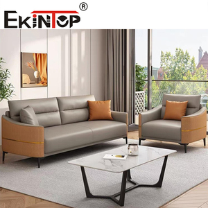 Sofá Seccional Moderno Sinonis con Estructura de Metal y Tapicería de Cuero para Oficina en Casa y Sala de Estar, Esponja de Alta Densidad, Tres Plazas - Product Image 1