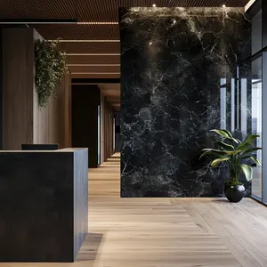 Oushe marble black office carbon fiber pvc wood effect french wall panels