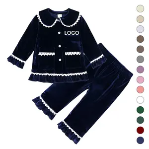 Custom Logo Homewear Christmas Boy And Girls Clothing Set Soild Super Soft Coral Fleece Nightgown Children's Pajamas