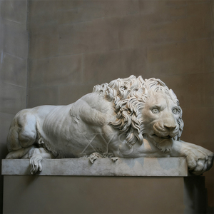 Decoración de Entrada para Exteriores, Estatua de León de Mármol Tallada a Mano de Tamaño Real, Escultura de Animal de Piedra Blanca Grande, Diseño Europeo, Duradera - Product Image 3