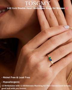 Kadın Doğum Taşı Yüzükleri Kararmayan İstiflenebilir Zarif Cam Kalp CZ Zümrüt Taşlı Düğün Nişan Söz Yüzüğü Doğum Günü - Product Image 2